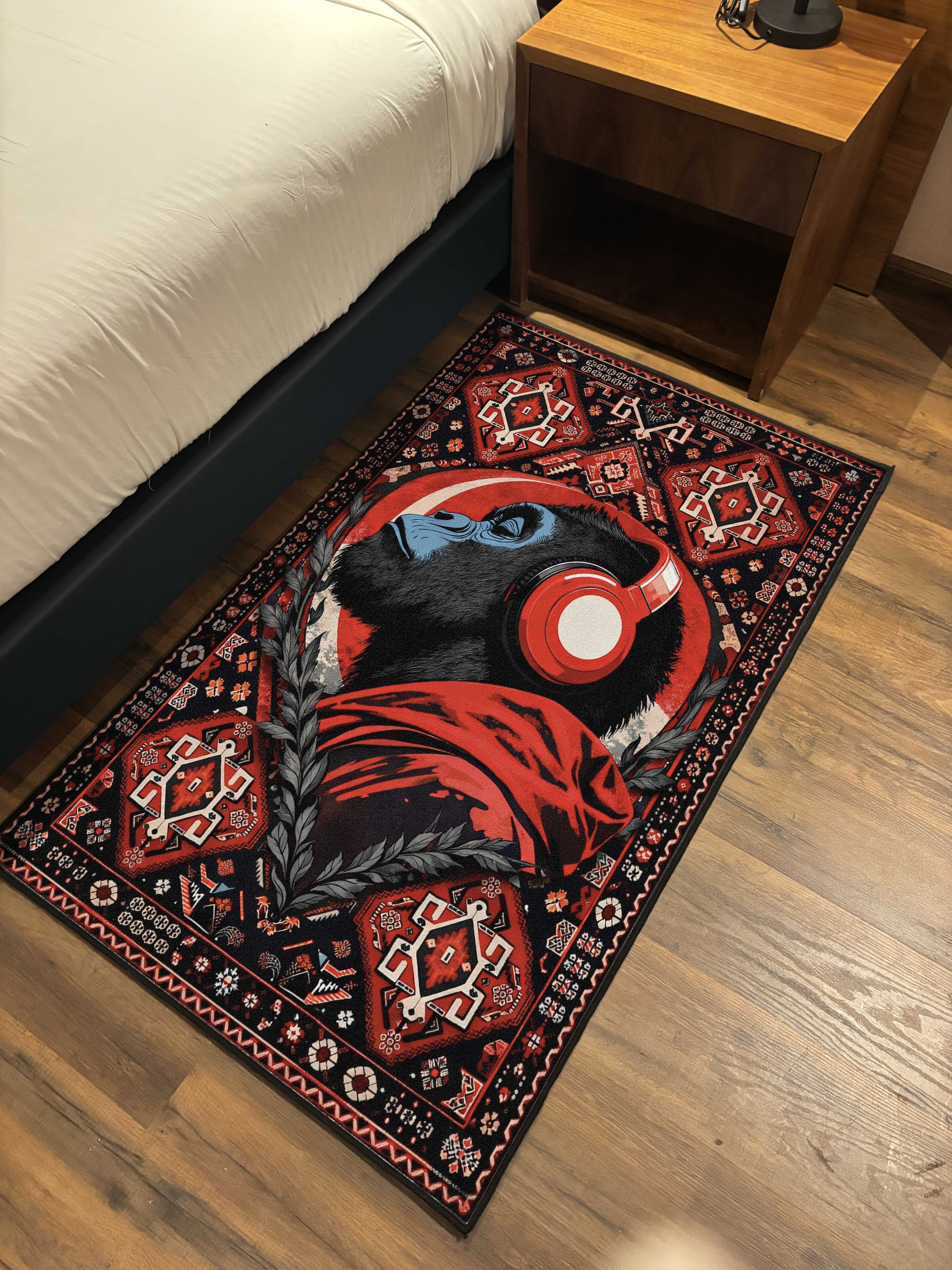 Red chimpanzee Traditional Washable Custom Rug