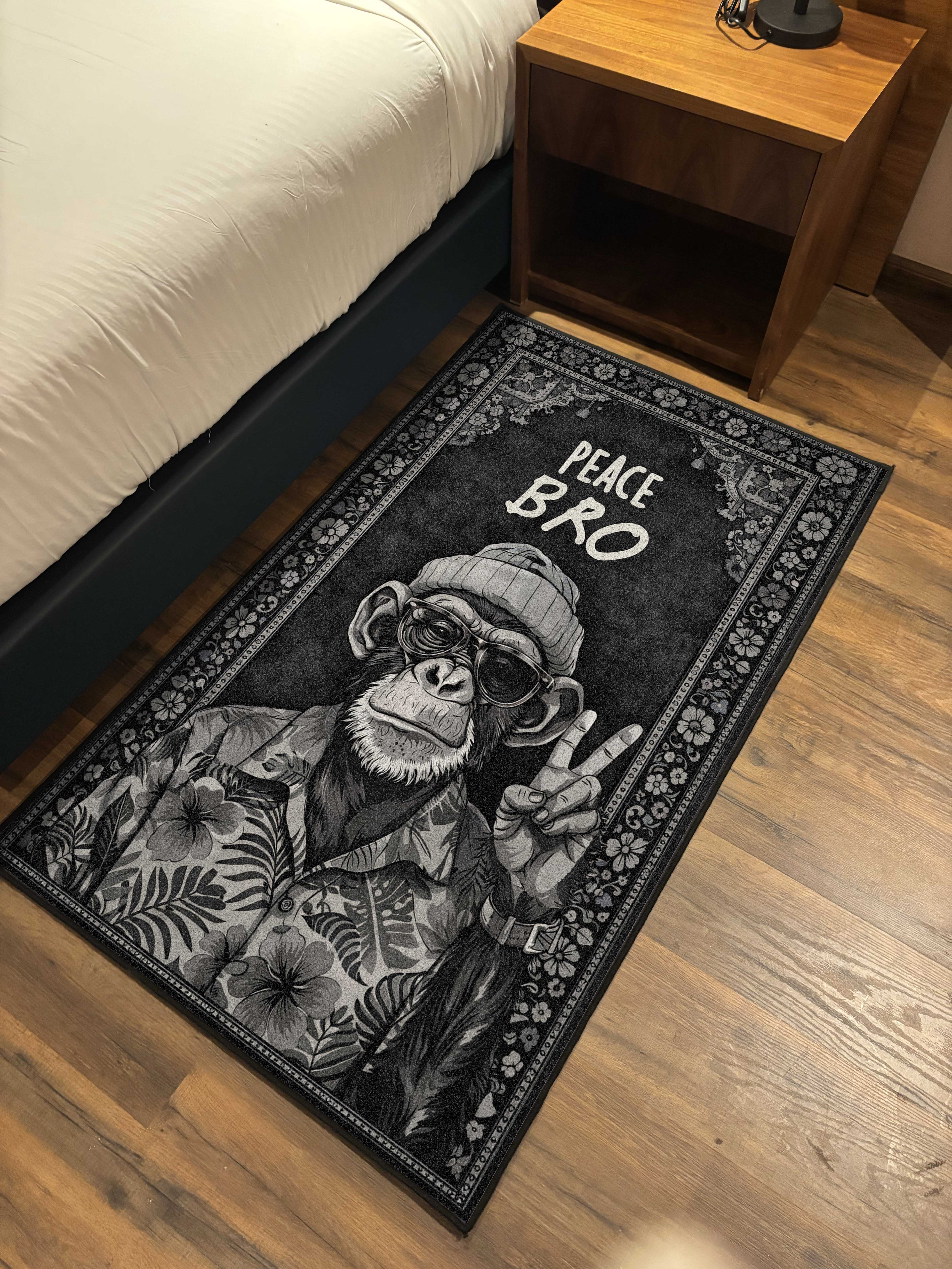 Peace Monkey Traditional Washable Custom Rug