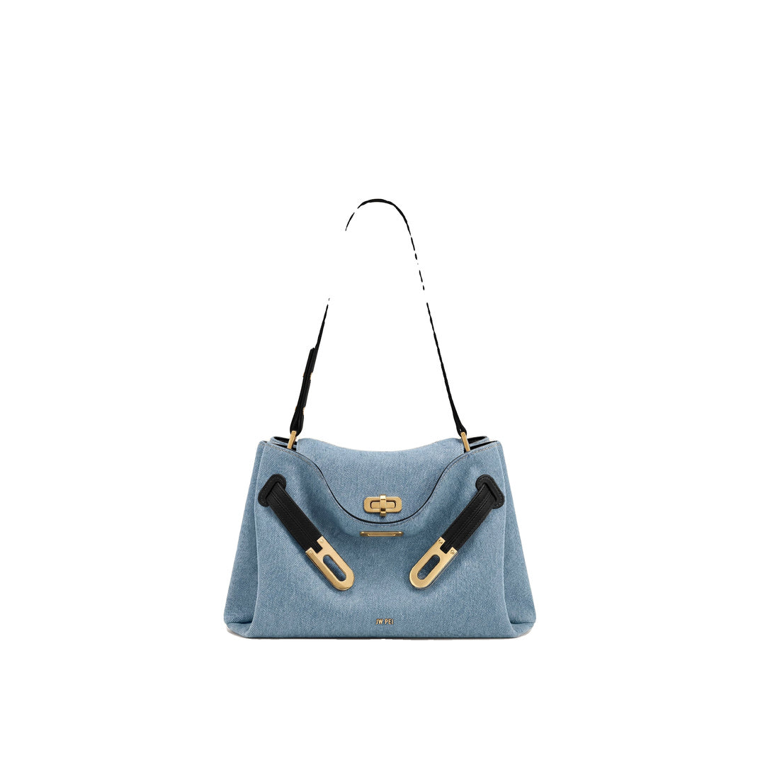 JW PEI Rhea Double Buckle Shoulder Bag - Light Blue Denim