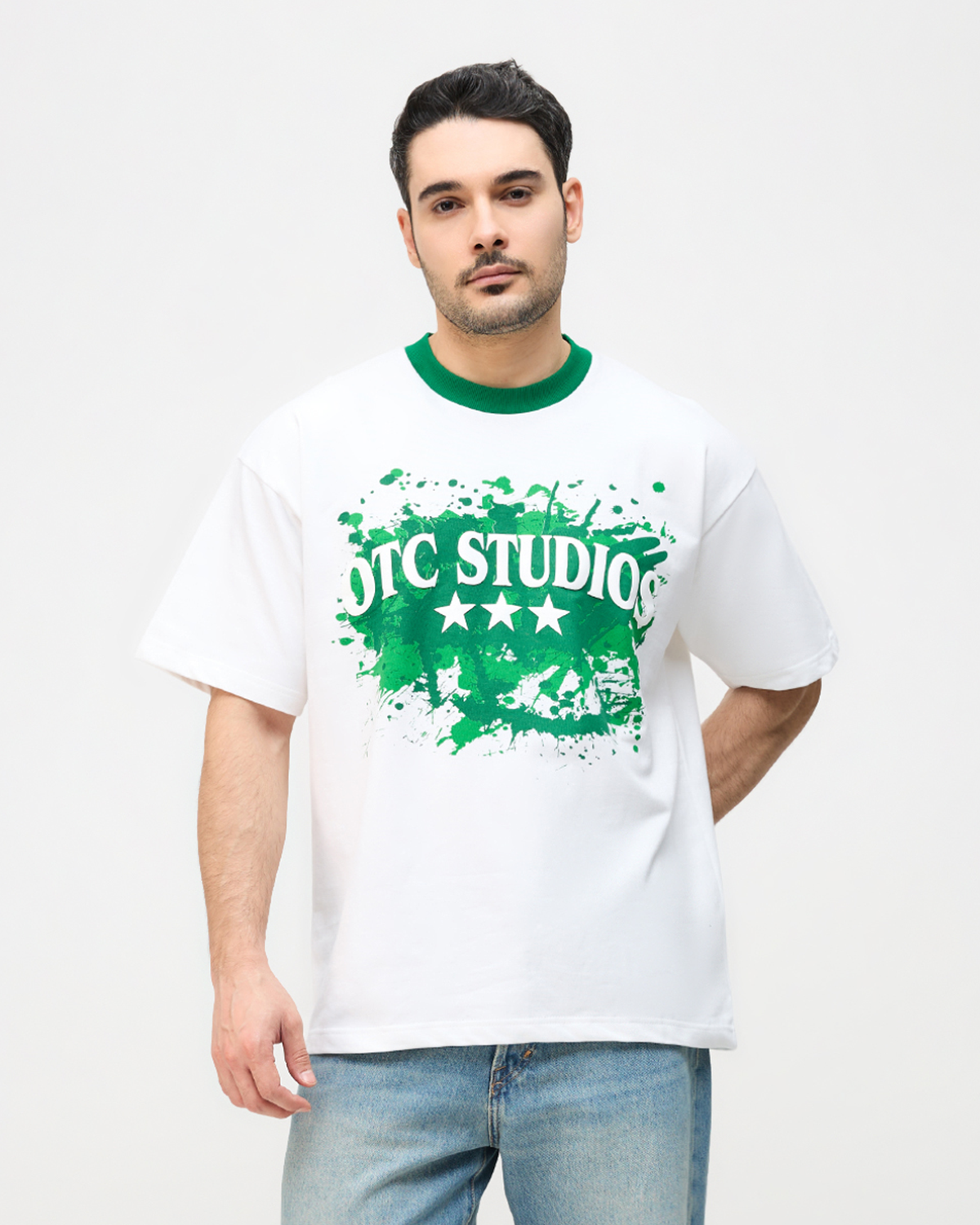 ART DEPT. RINGER T-SHIRT - WHITE/GREEN
