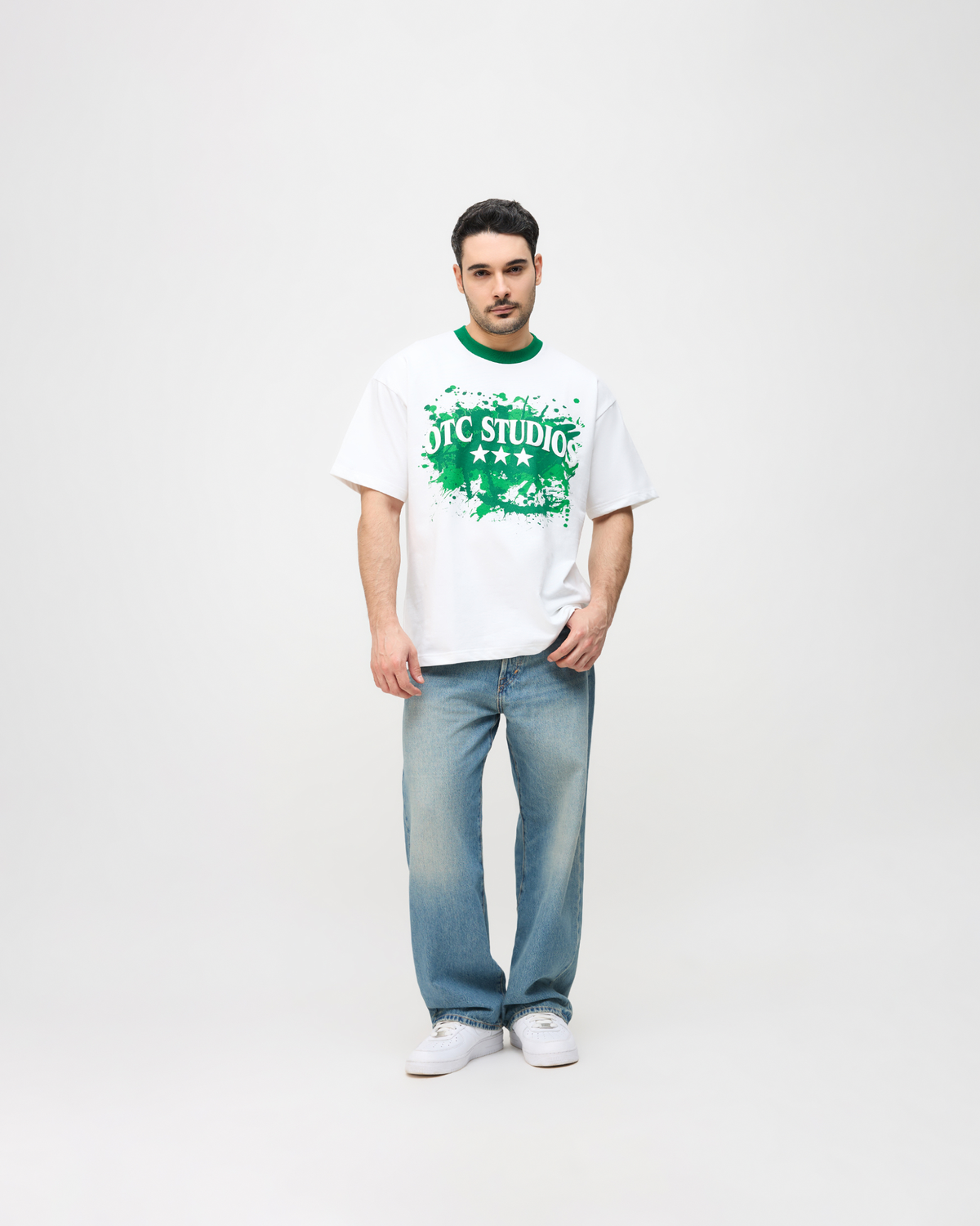 ART DEPT. RINGER T-SHIRT - WHITE/GREEN