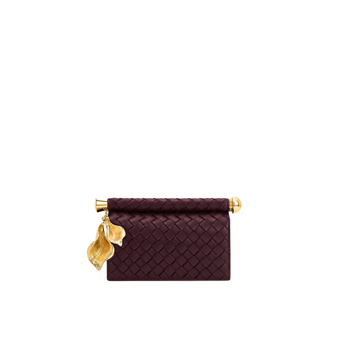 JW PEI Holly Woven Metal Pendant Embellished Clutch - Dark Burgundy