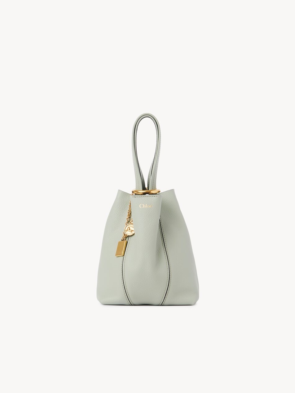 CHLOE Small Chloé Spin tote bag in grained leather Sea Grass