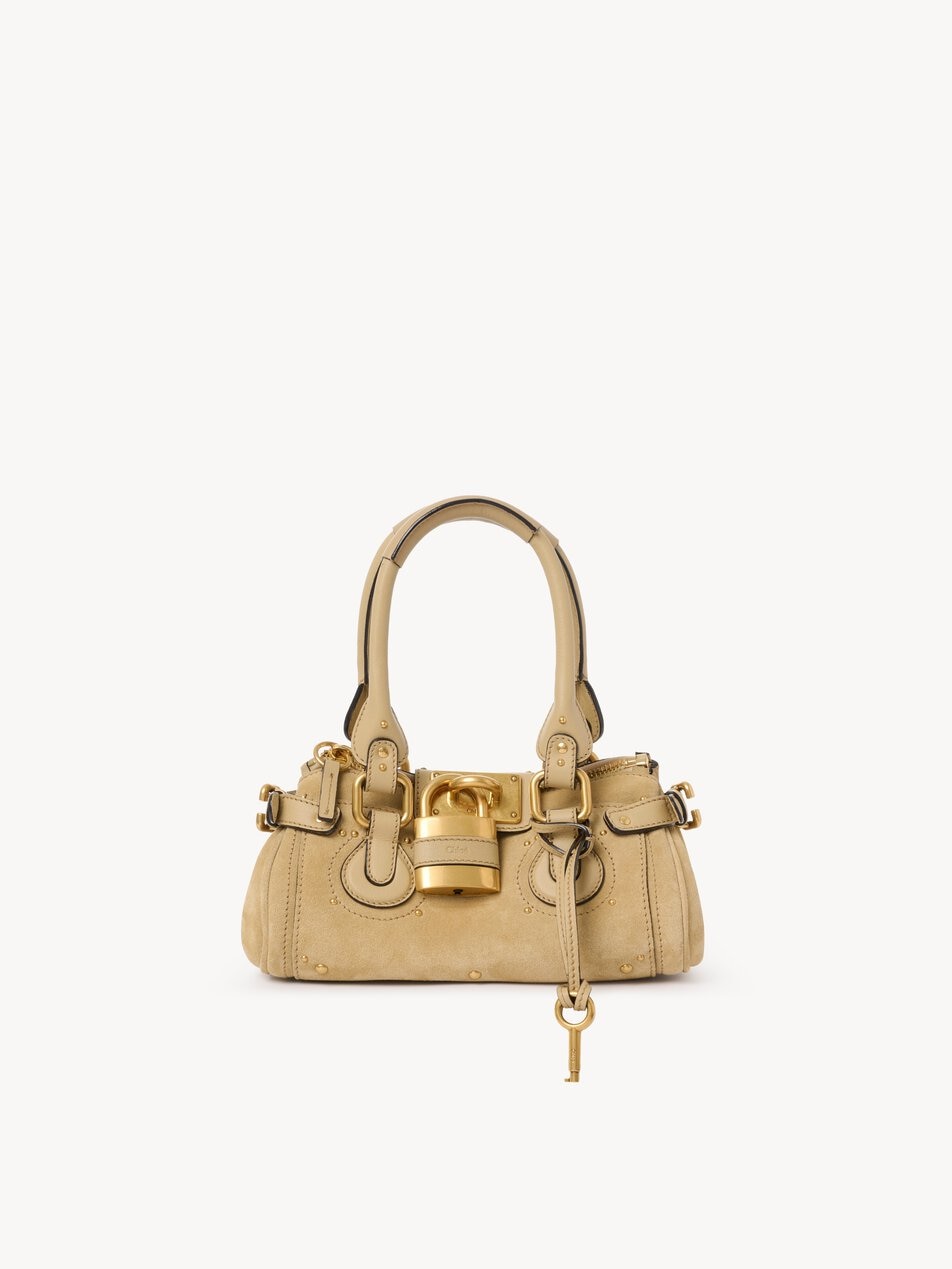 CHLOE Small Paddington bag in suede leather Dusty Beige