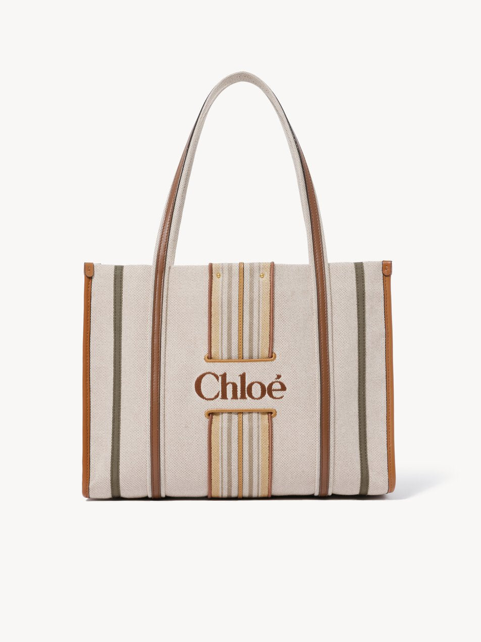 CHLOE Woody Loop tote bag in canvas Pure Brown