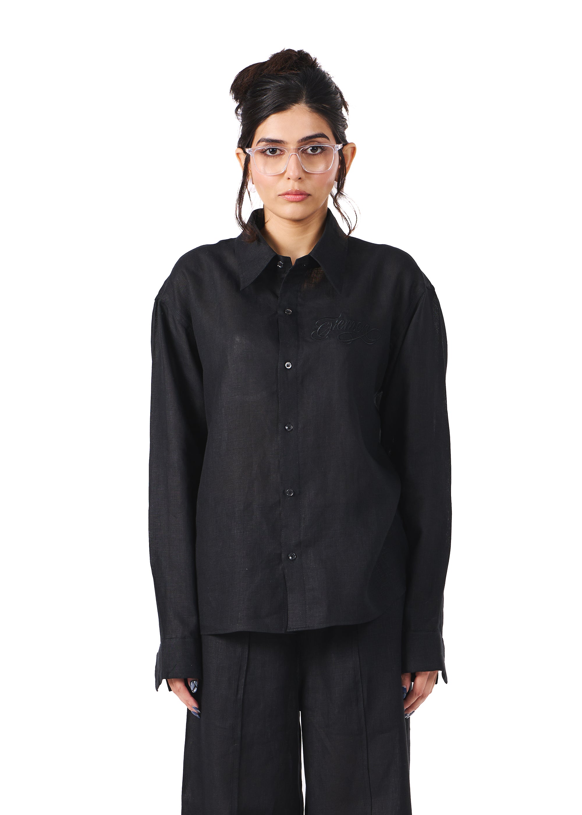 Black linen shirt