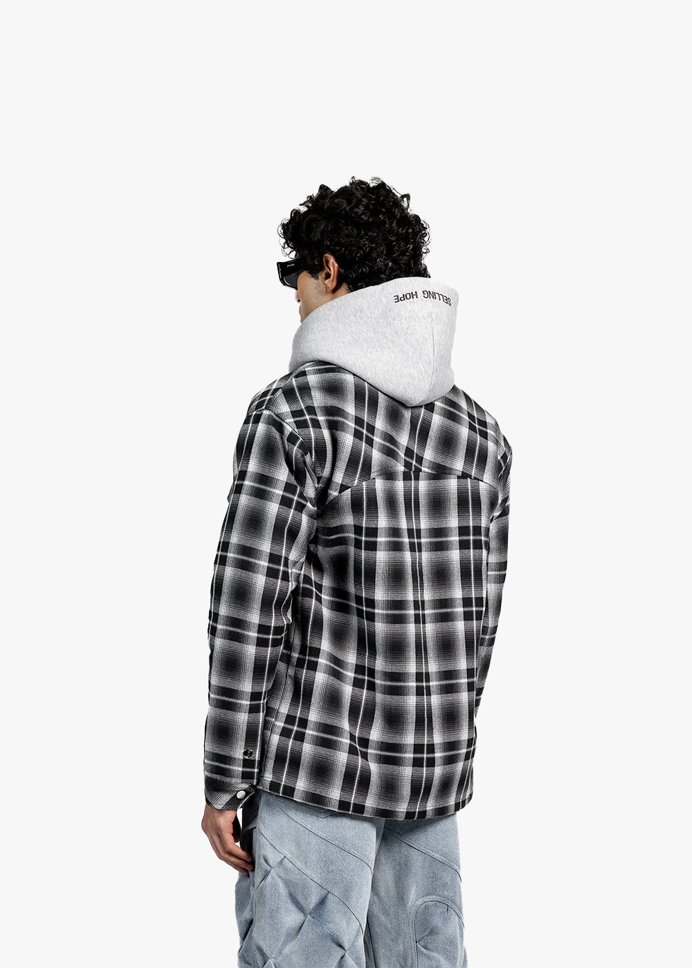 QUILTED FLANNEL OVERSHIRT - BLACK