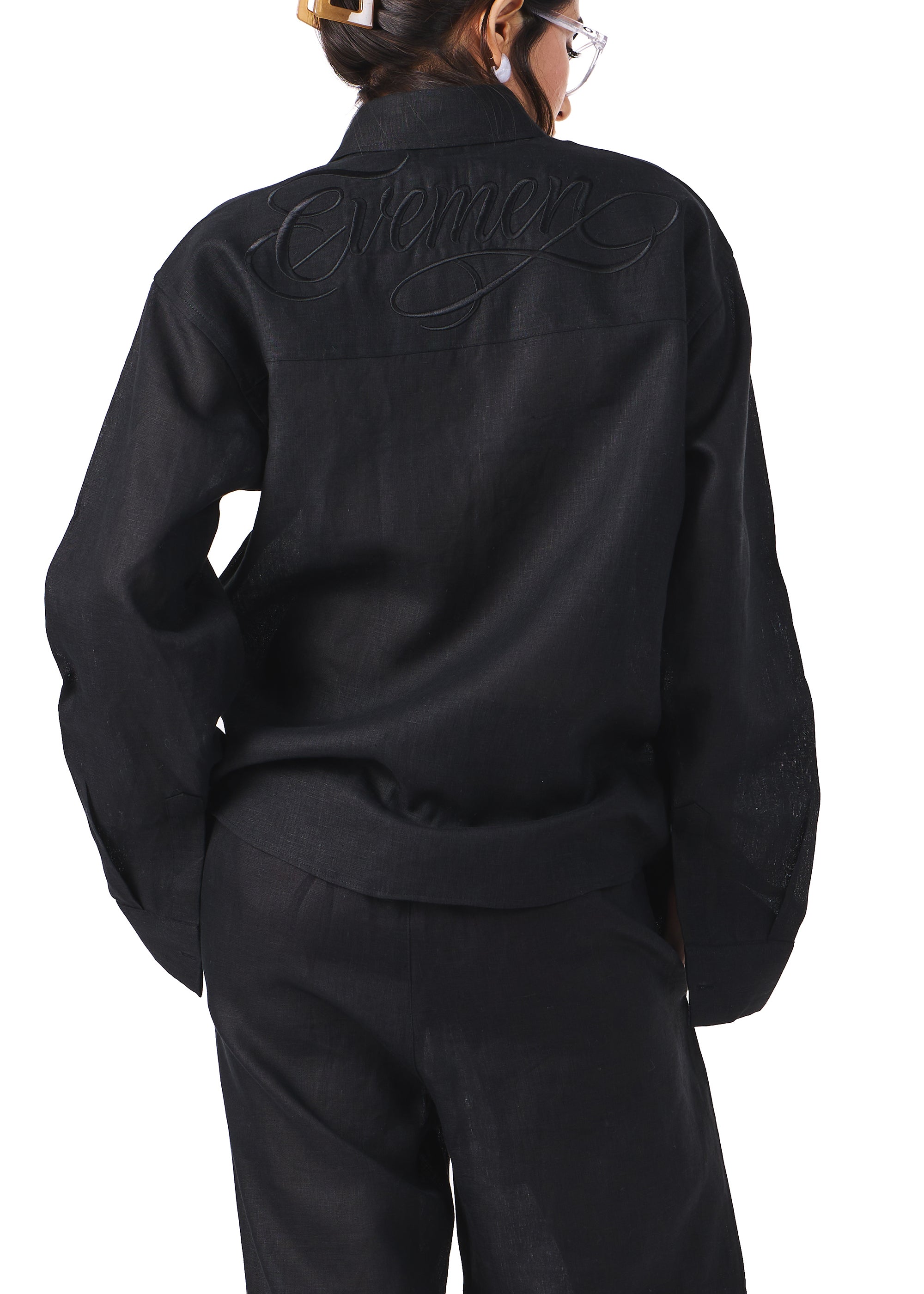 Black linen shirt
