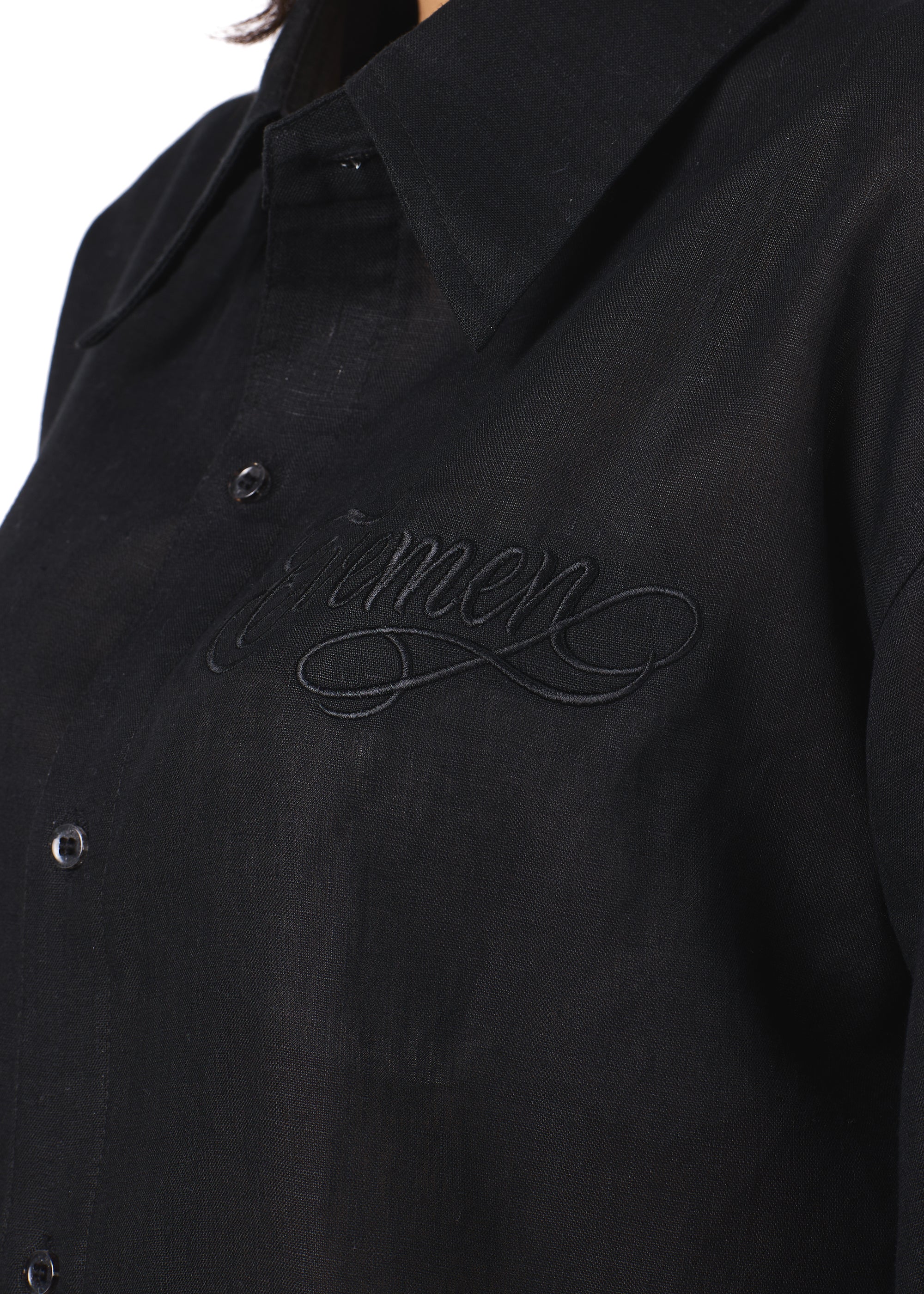 Black linen shirt