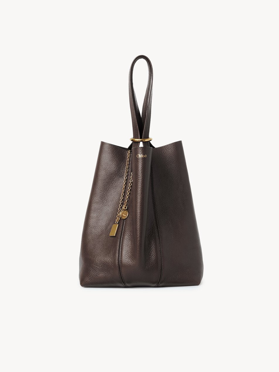 CHLOE Spin tote bag in grained leather Kohl Brown