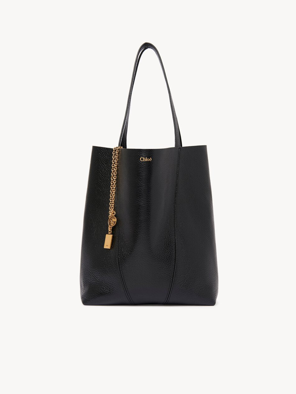 CHLOE Spin tote bag in grained leather Black