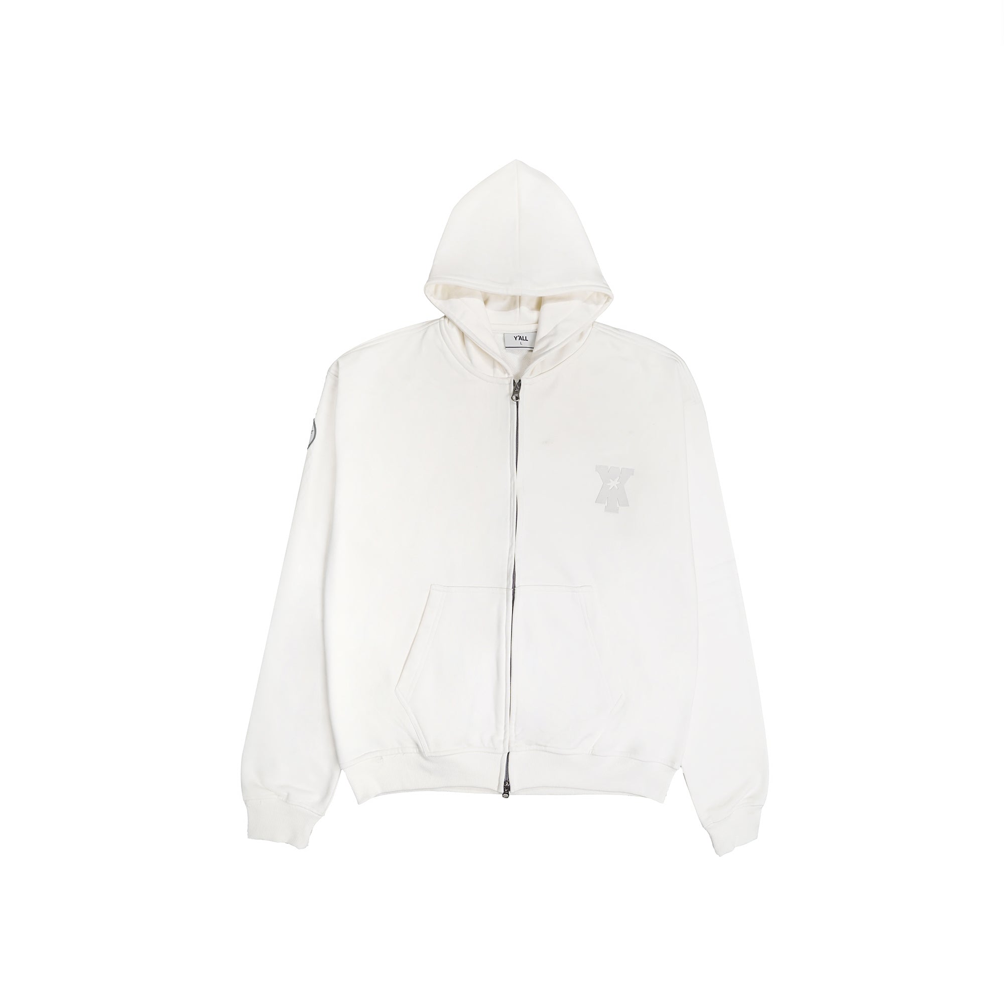 STAMP ZIP UP HOODIE - OFF WHITE