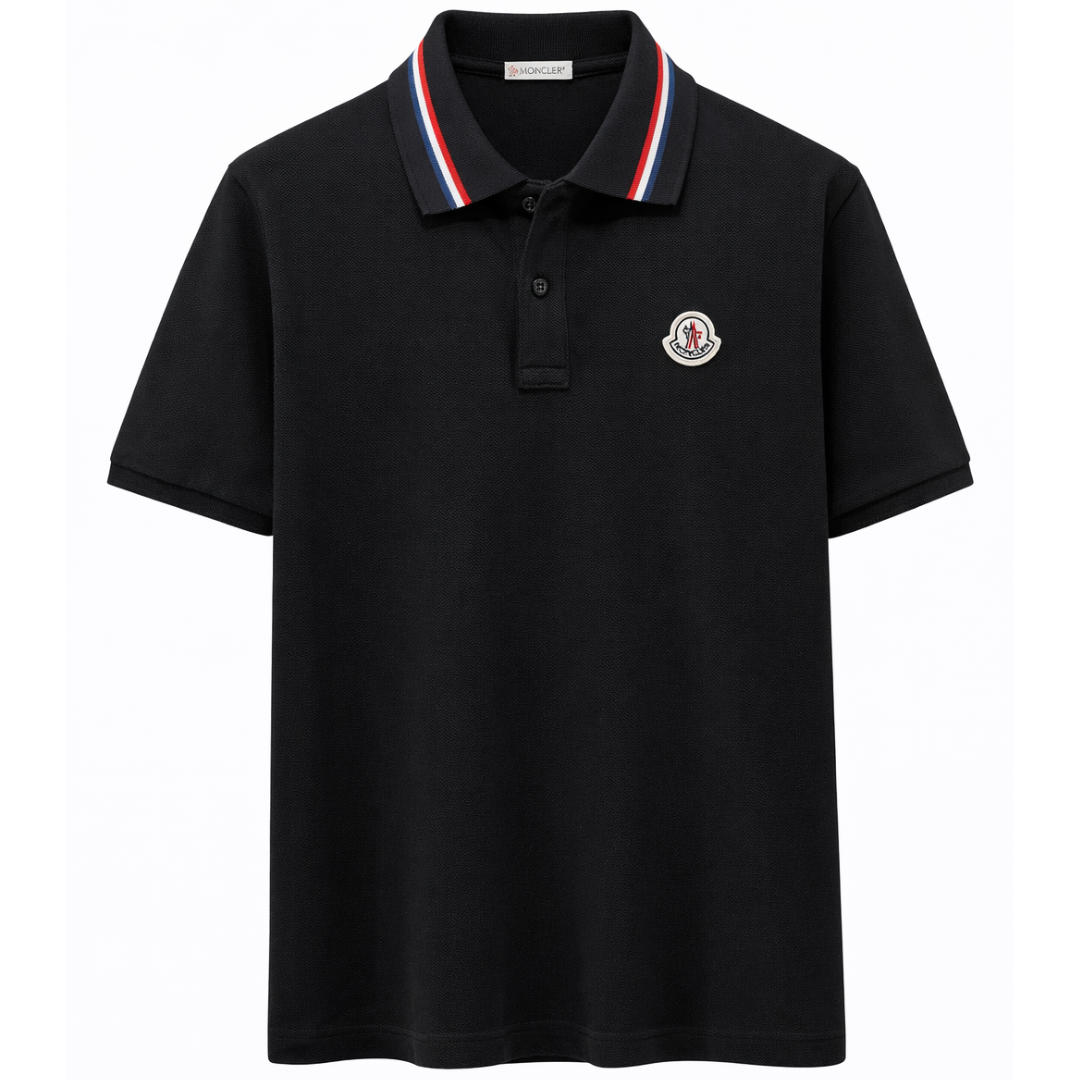 MONCLER MEN'S TRIPLE TIP POLO SHIRT BLACK