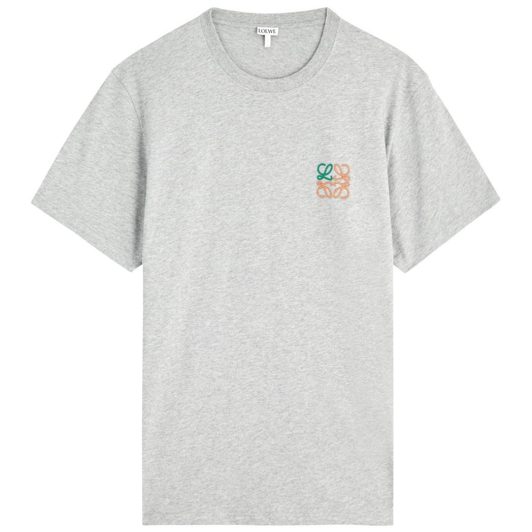 LOEWE ANAGRAM EMBROIDERED COTTON TEE Grey