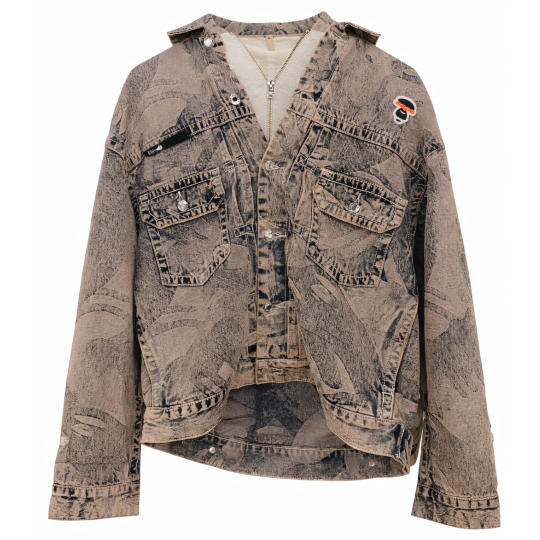 AAPE BY A BATHING APE DOUBLE LAYER HOODED DENIM PURPLE