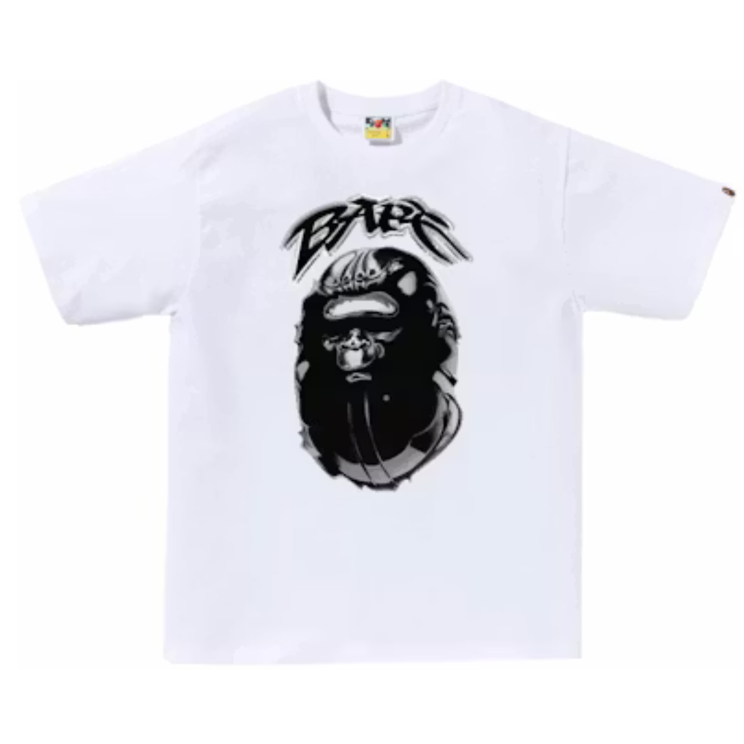 BAPE Ape Head Graffiti Tee White