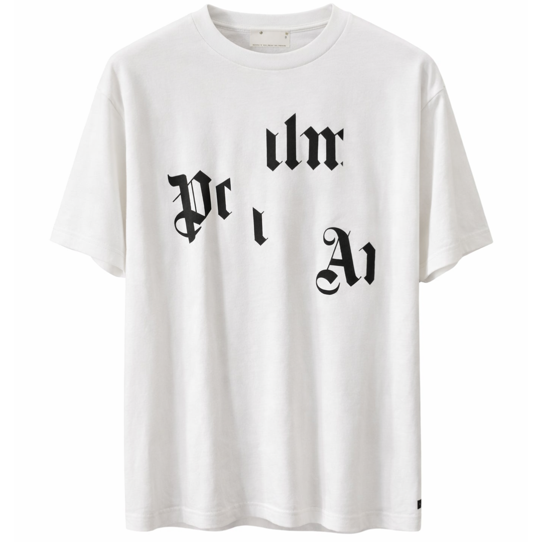 PALM ANGELS BROKEN LOGO OVER TEE	WHITE