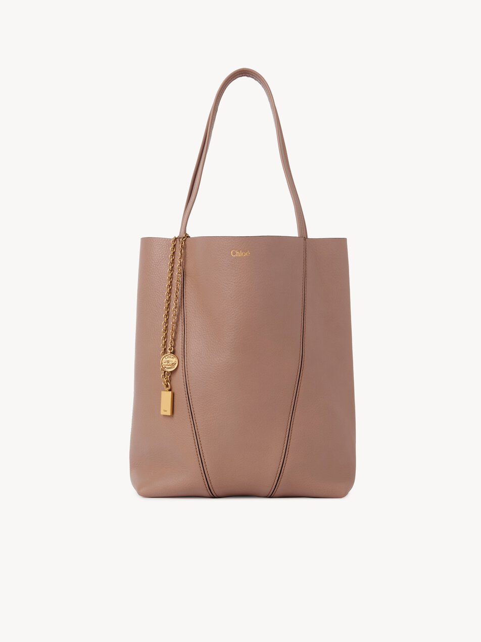 CHLOE Spin tote bag in grained leather Woodrose