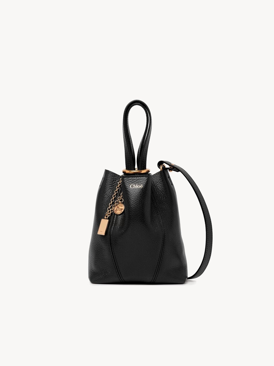 CHLOE Small Chloé Spin tote bag in grained leather Black