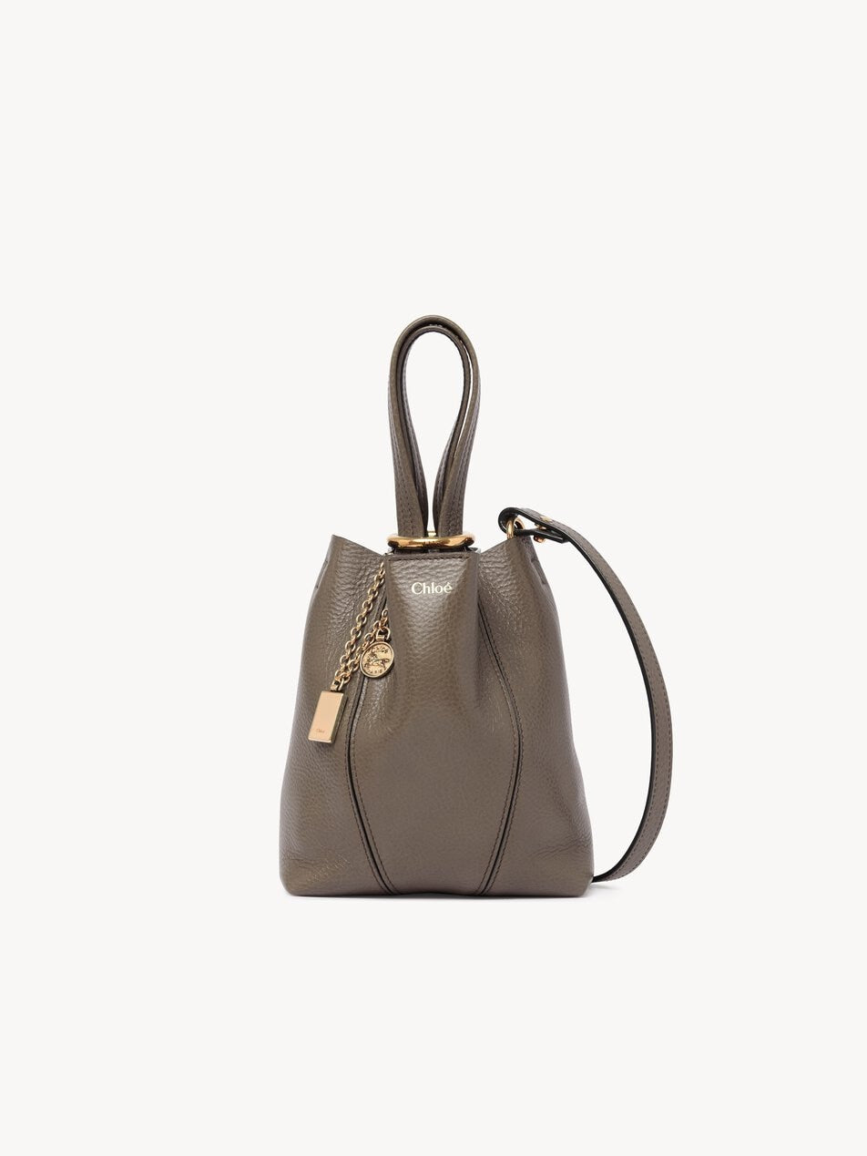CHLOE Small Chloé Spin tote bag in grained leather Flannel Grey