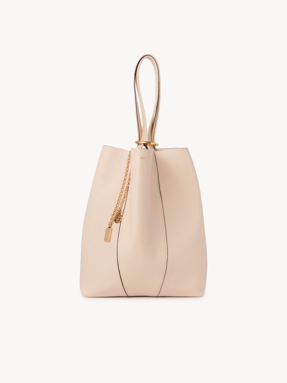 CHLOE Spin tote bag in grained leather Cement Pink