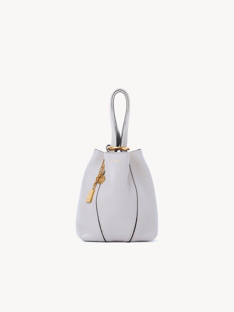 CHLOE Small Chloé Spin tote bag in grained leather Greyish Blue