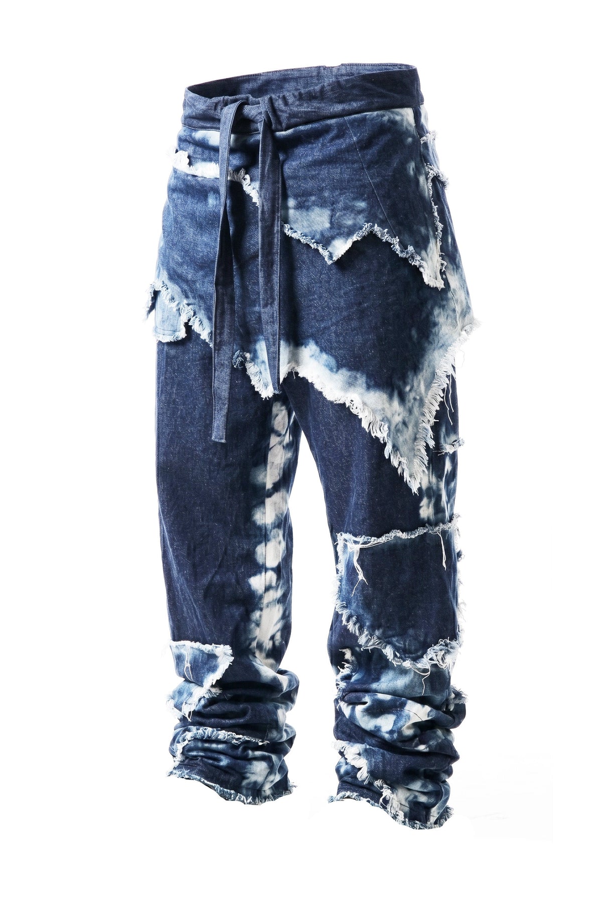 Distressed Draped Denim