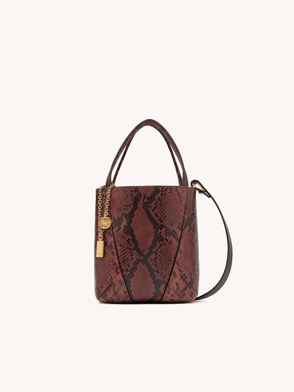 CHLOE Small Chloé Spin tote bag in python-effect leather Rosewood