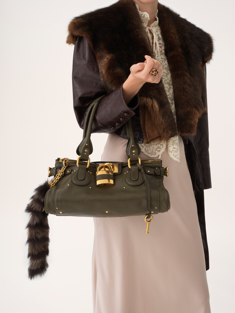 CHLOE Paddington bag in grained leather Winter Ivy