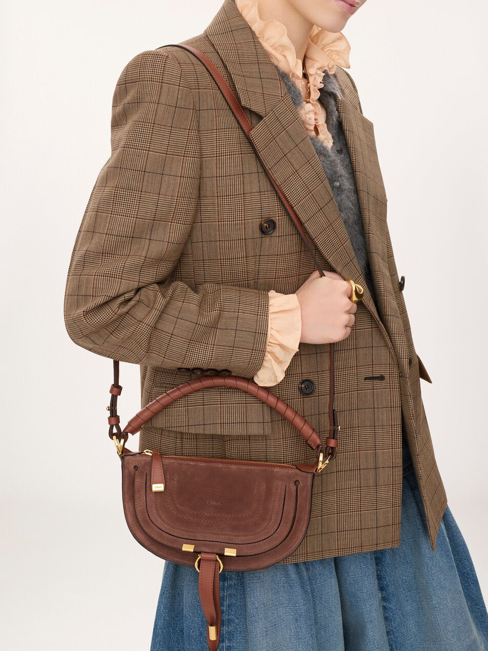 CHLOE Mini Marcie shoulder bag in suede leather Blushy Brown