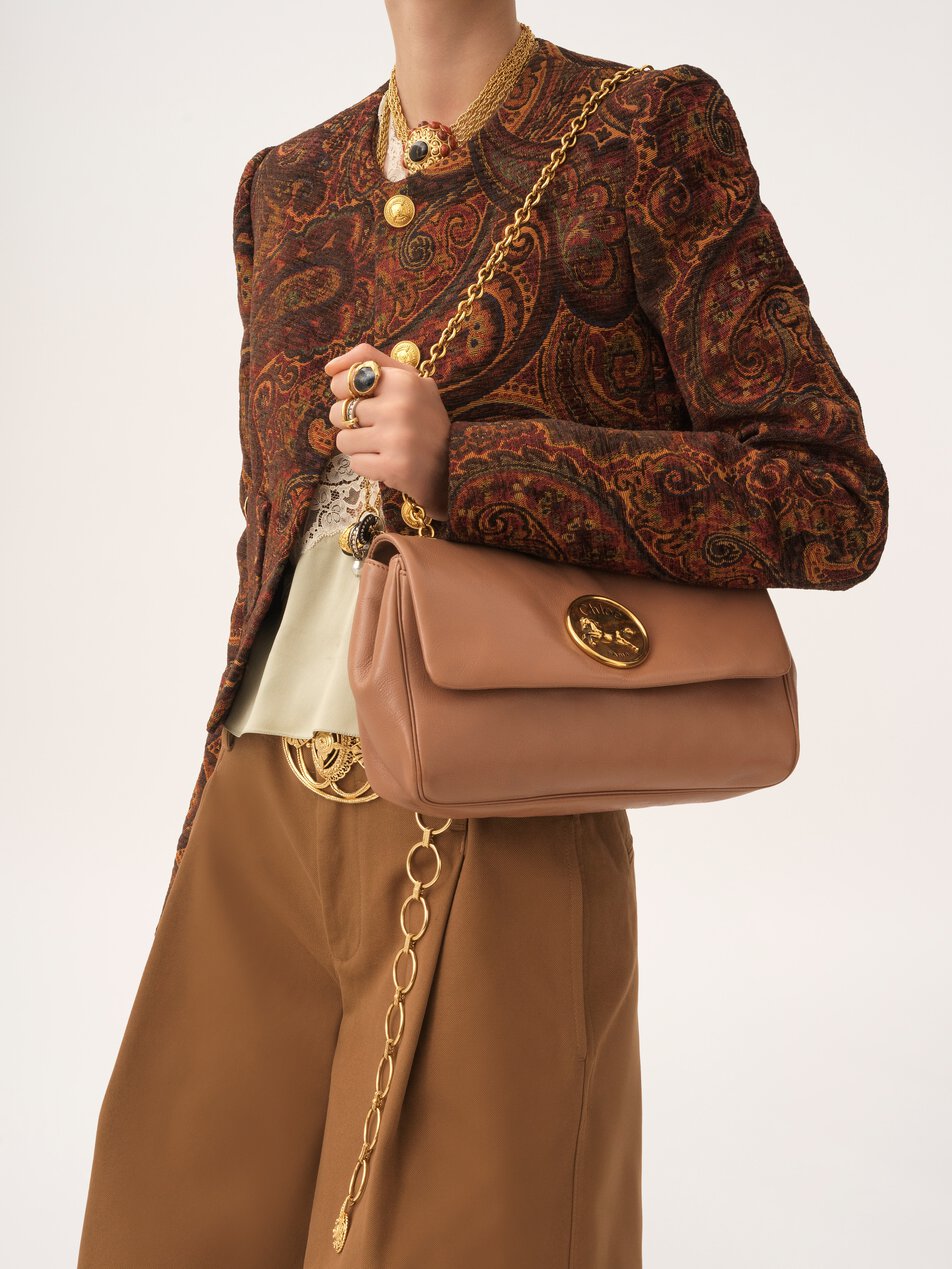 CHLOE Heritage shoulder bag in grained leather Woodrose