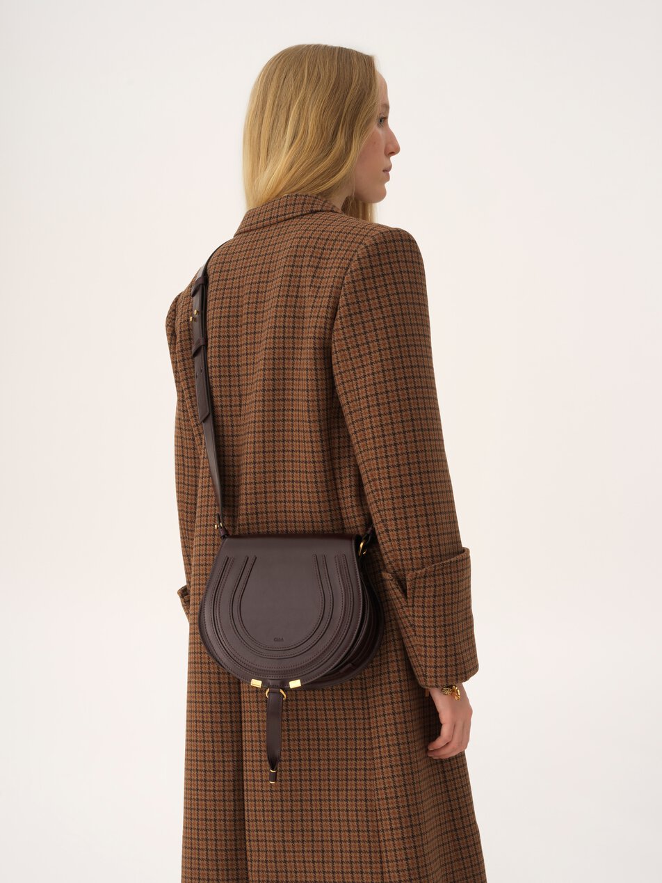 CHLOE Marcie saddle bag in shiny leather Auburn Red