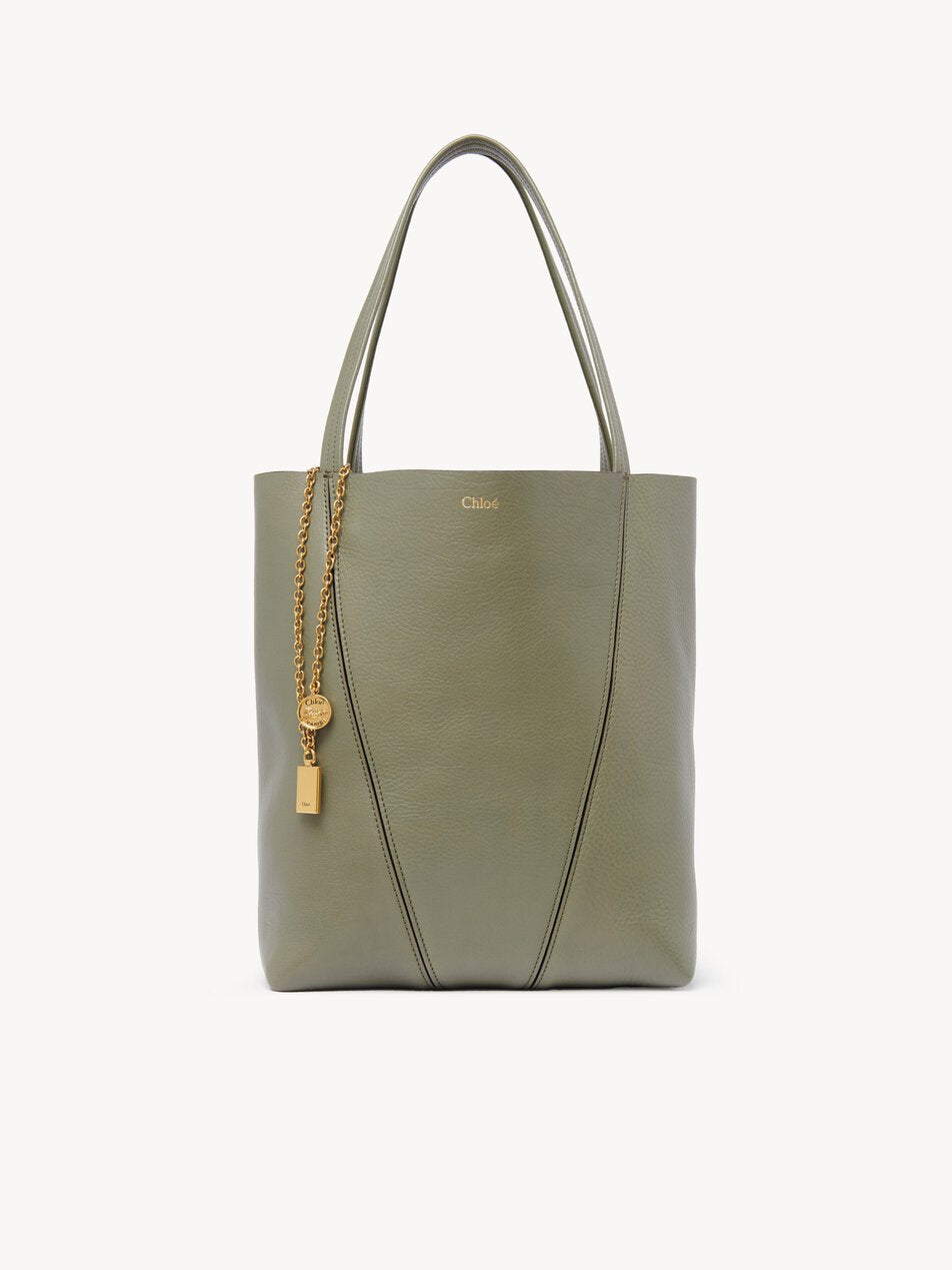 CHLOE Spin tote bag in grained leather Aloe Green