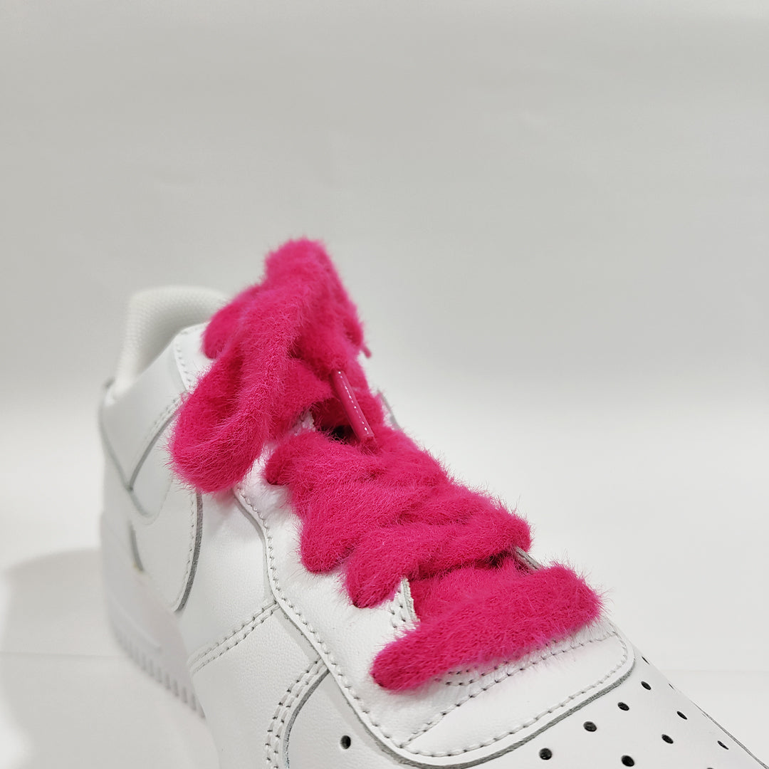 COZY FUZZY HOT PINK FAT LACES