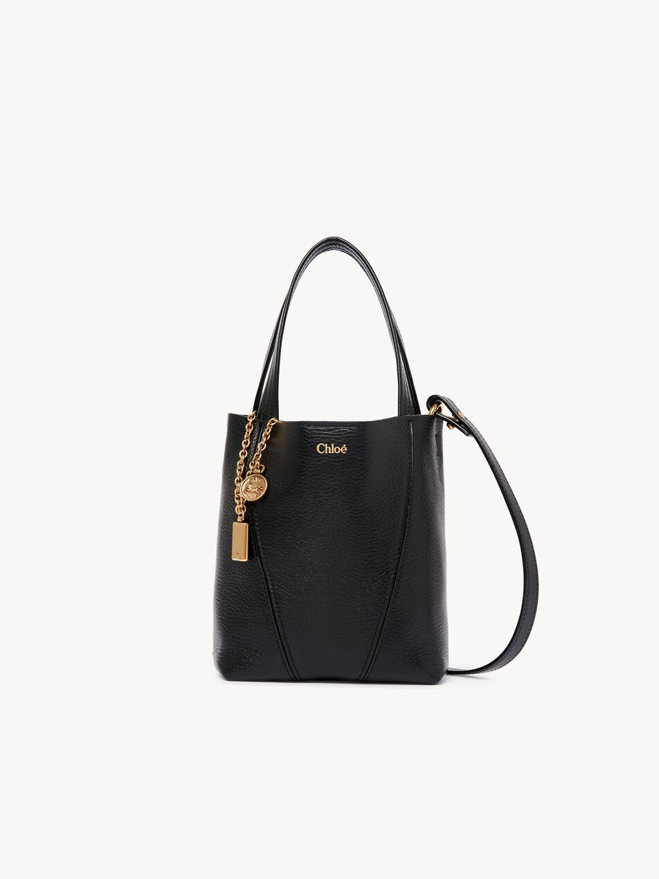 CHLOE Small Chloé Spin tote bag in grained leather Black