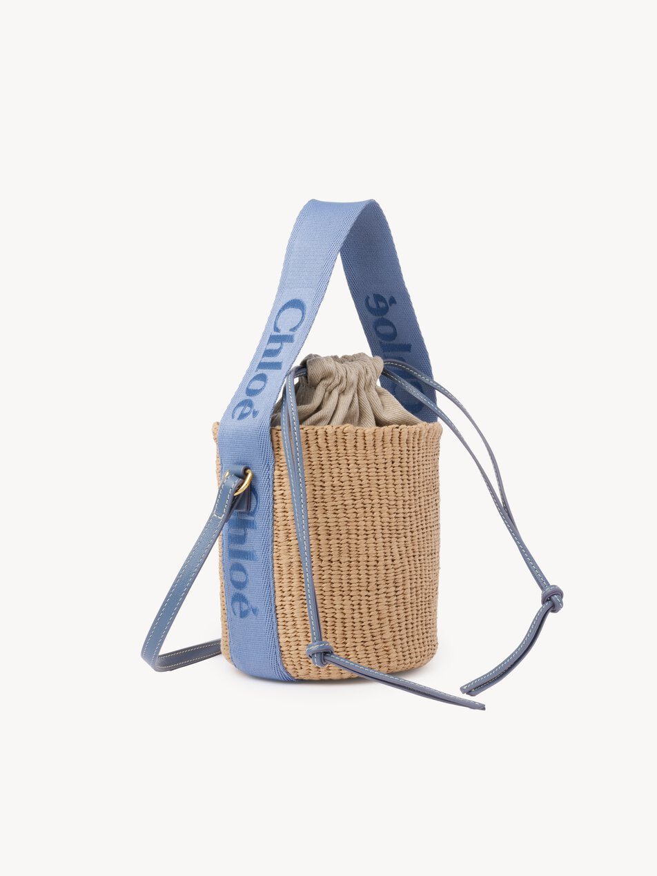 CHLOE Small Woody basket in natural fibers Ashes Blue