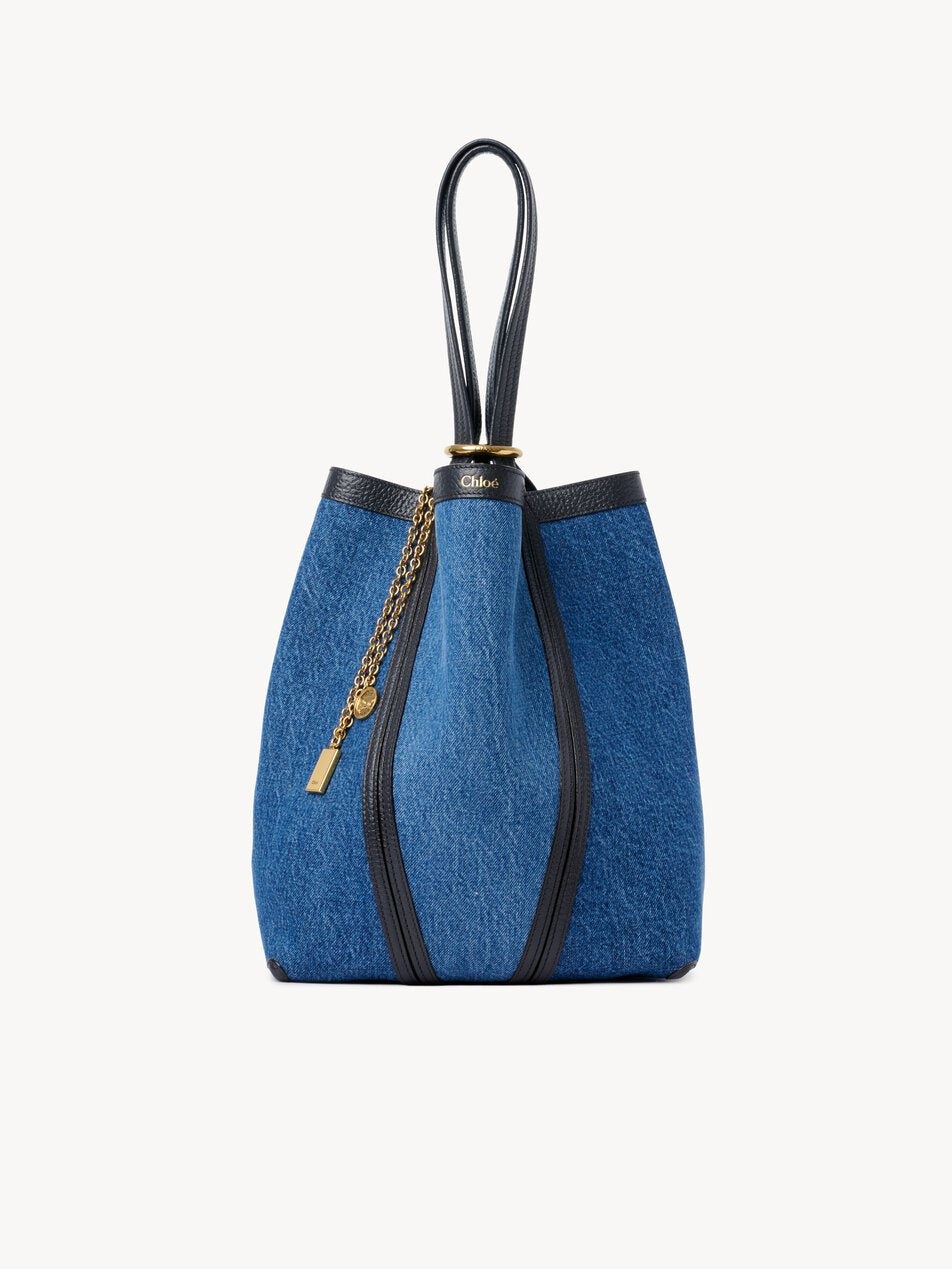 CHLOE Spin tote bag in denim Ashes Blue