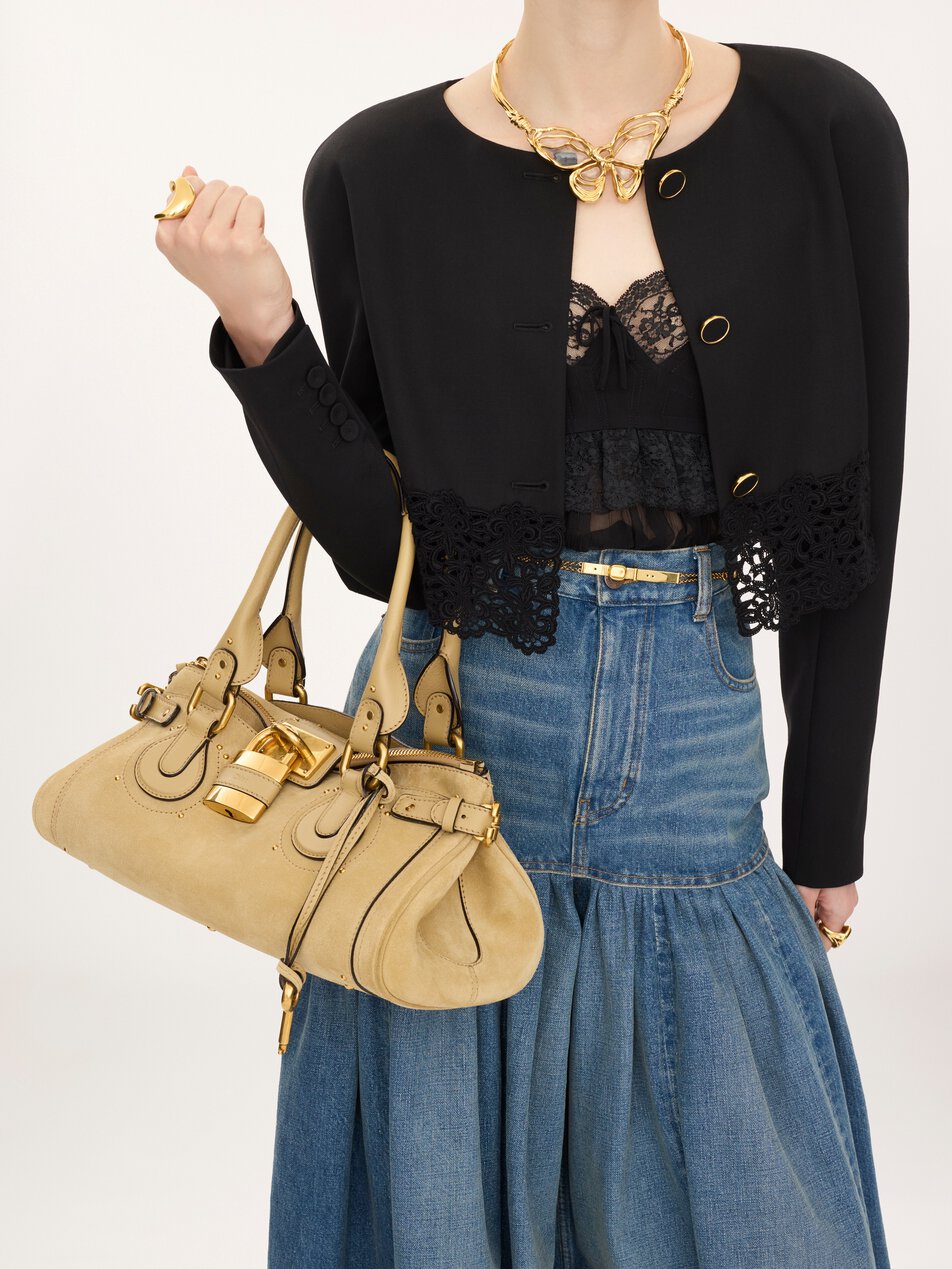 CHLOE Paddington bag in suede leather Dusty Beige
