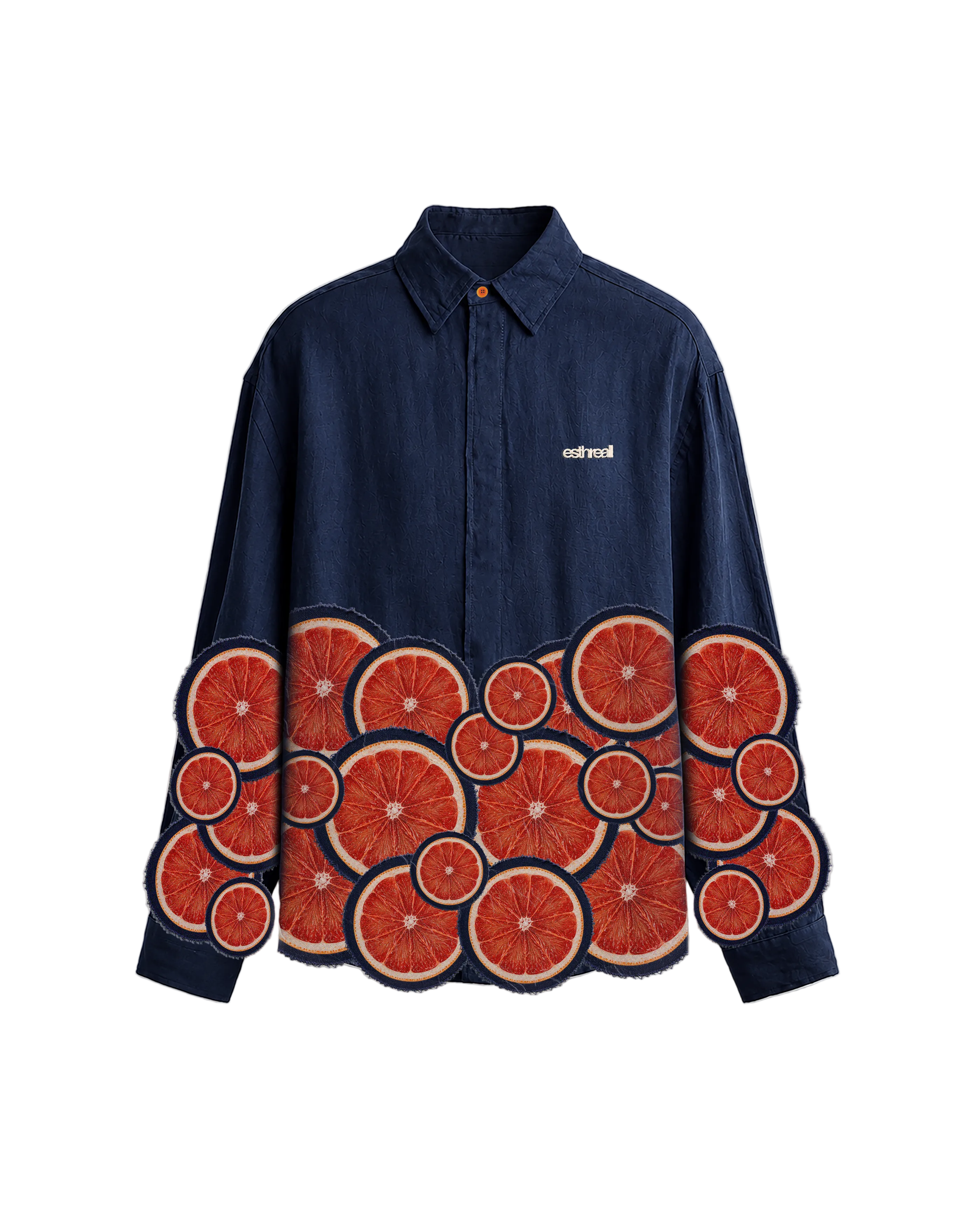 Grapefruit Gasm - Navy | Linen Relaxed Shirt | PREORDER