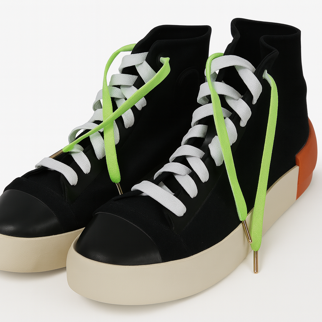 Electric Lime Fade Gradient Shoelaces | Neon Green - White | Premium Gradient Flat Sneaker Laces by KNOTTY