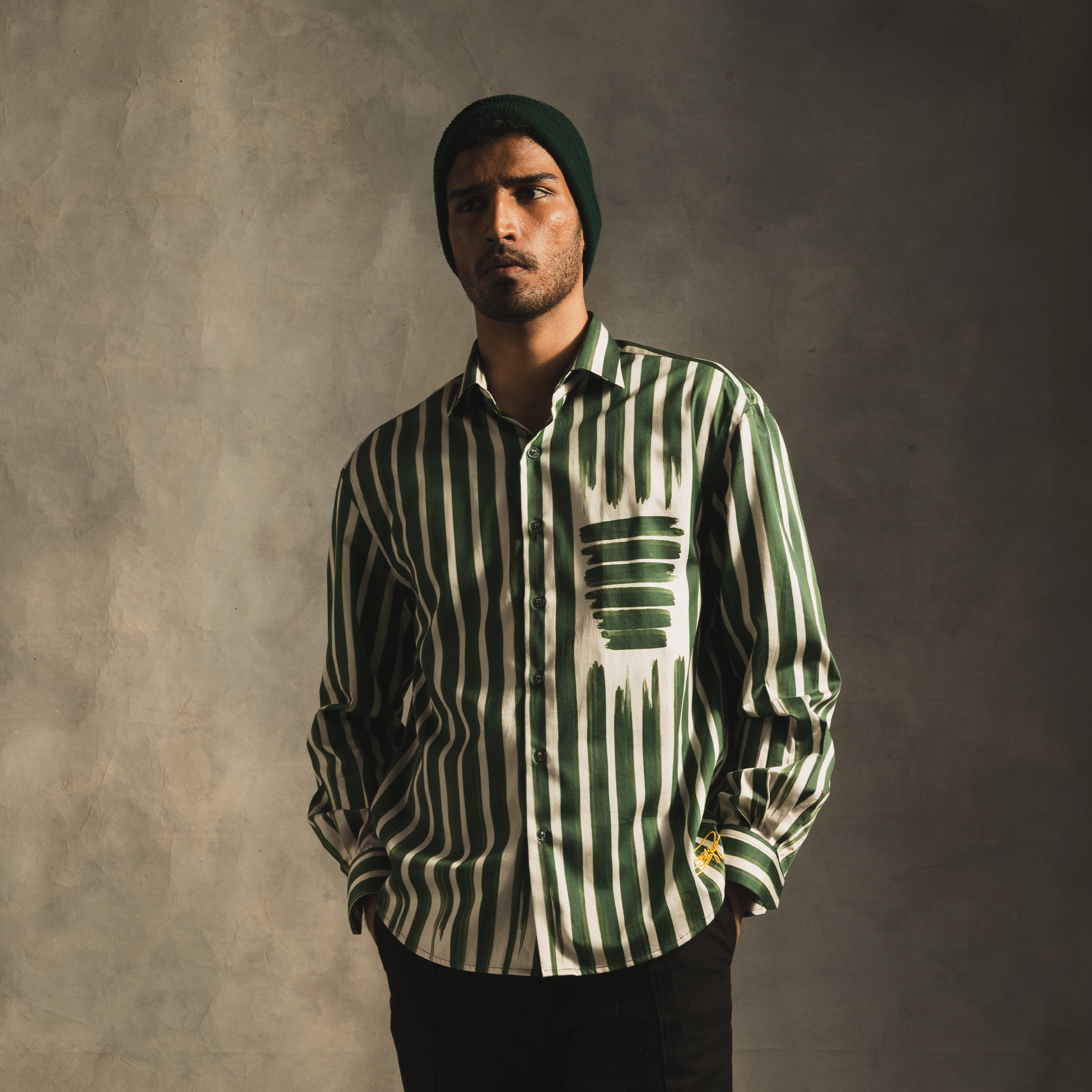 Fake Stripe Shirt In Green