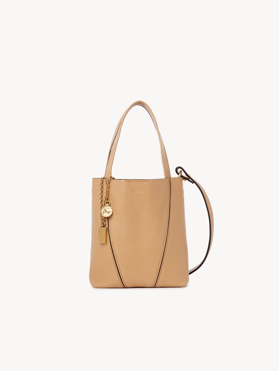 CHLOE Small Chloé Spin tote bag in grained leather Milky Brown