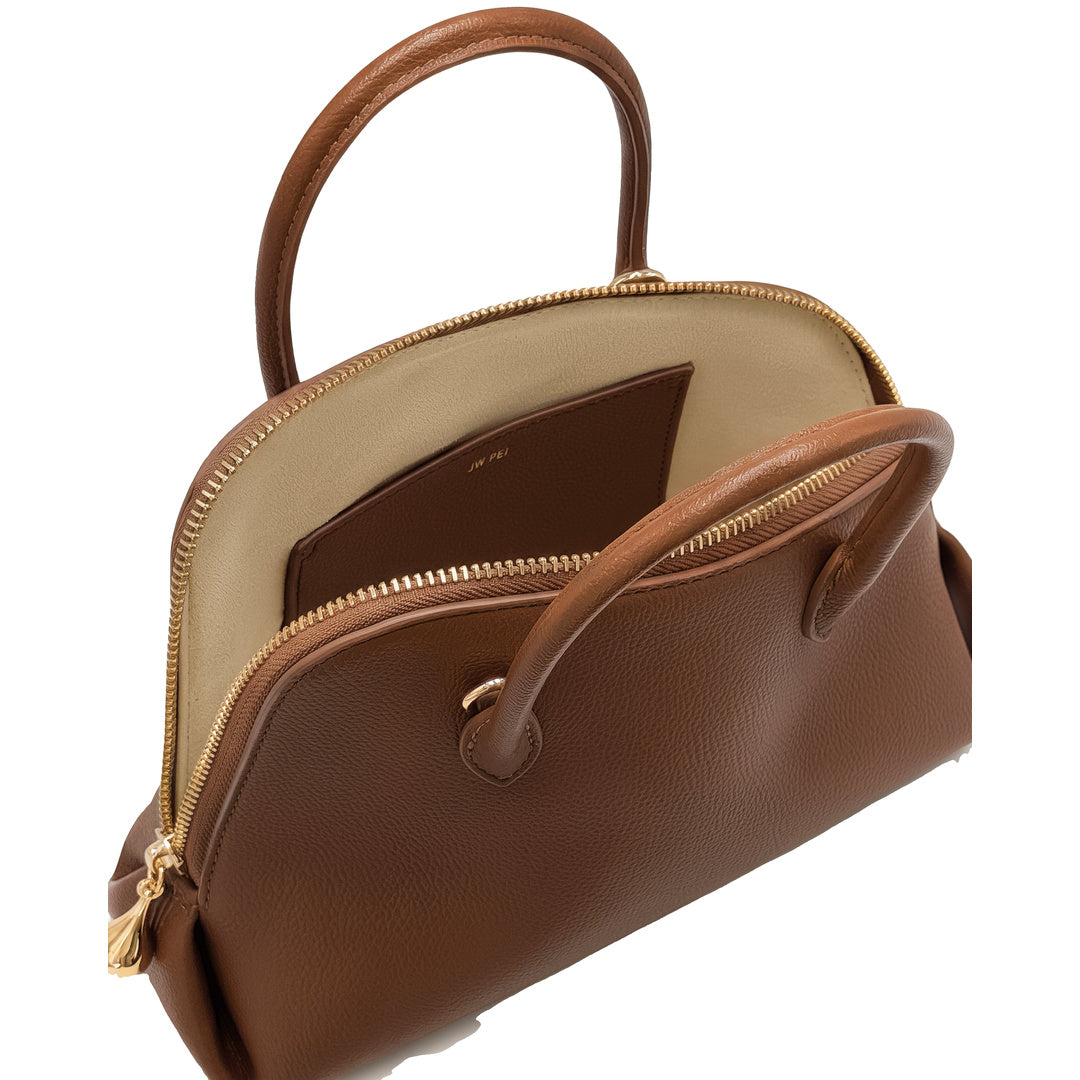 JW PEI Nerina Pebbled Dome Top Handle Bag - Brown