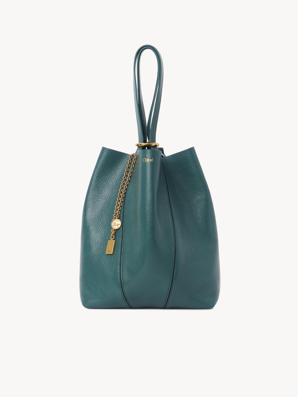 CHLOE Spin tote bag in grained leather Tornado Blue