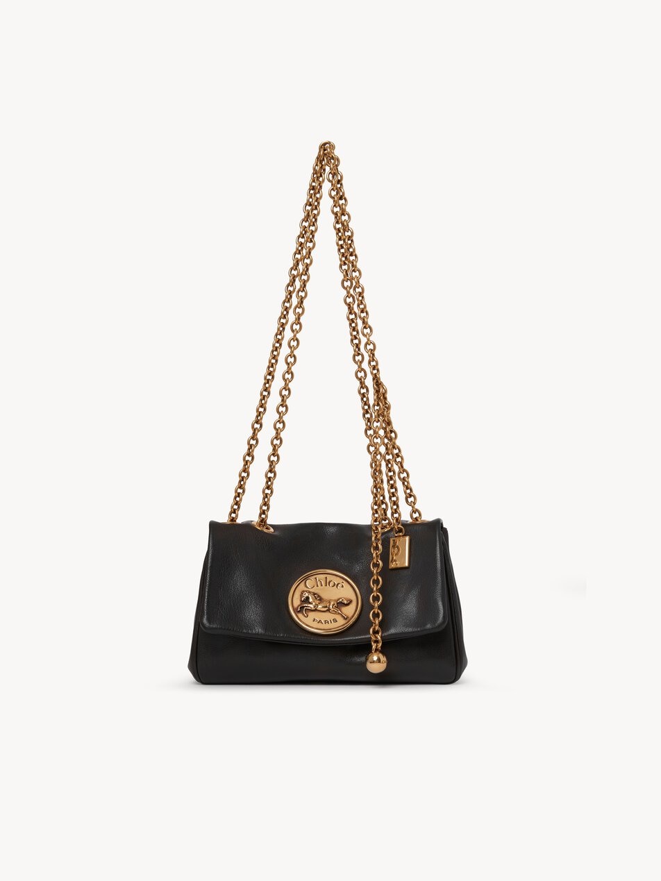 CHLOE Small Chloé Heritage shoulder bag in grained leather Black