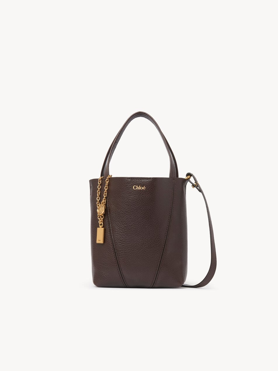 CHLOE Small Chloé Spin tote bag in grained leather Kohl Brown