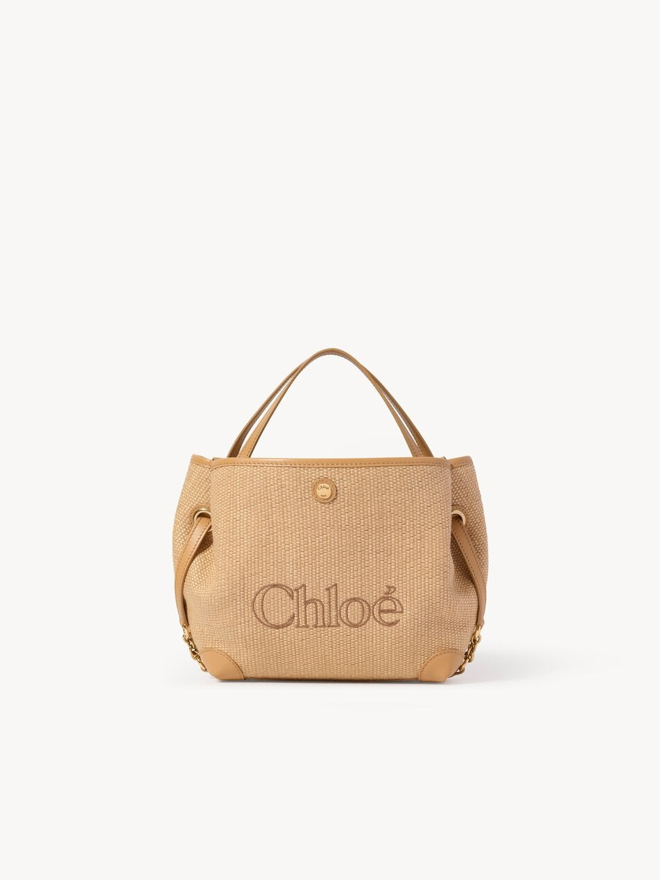 CHLOE Small Chloé Clover double carry bag in raffia-effect fibers Bleached Brown