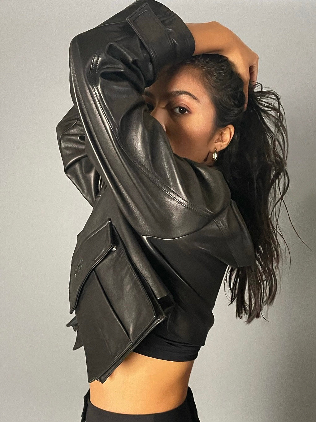 CROP LEATHER JACKET