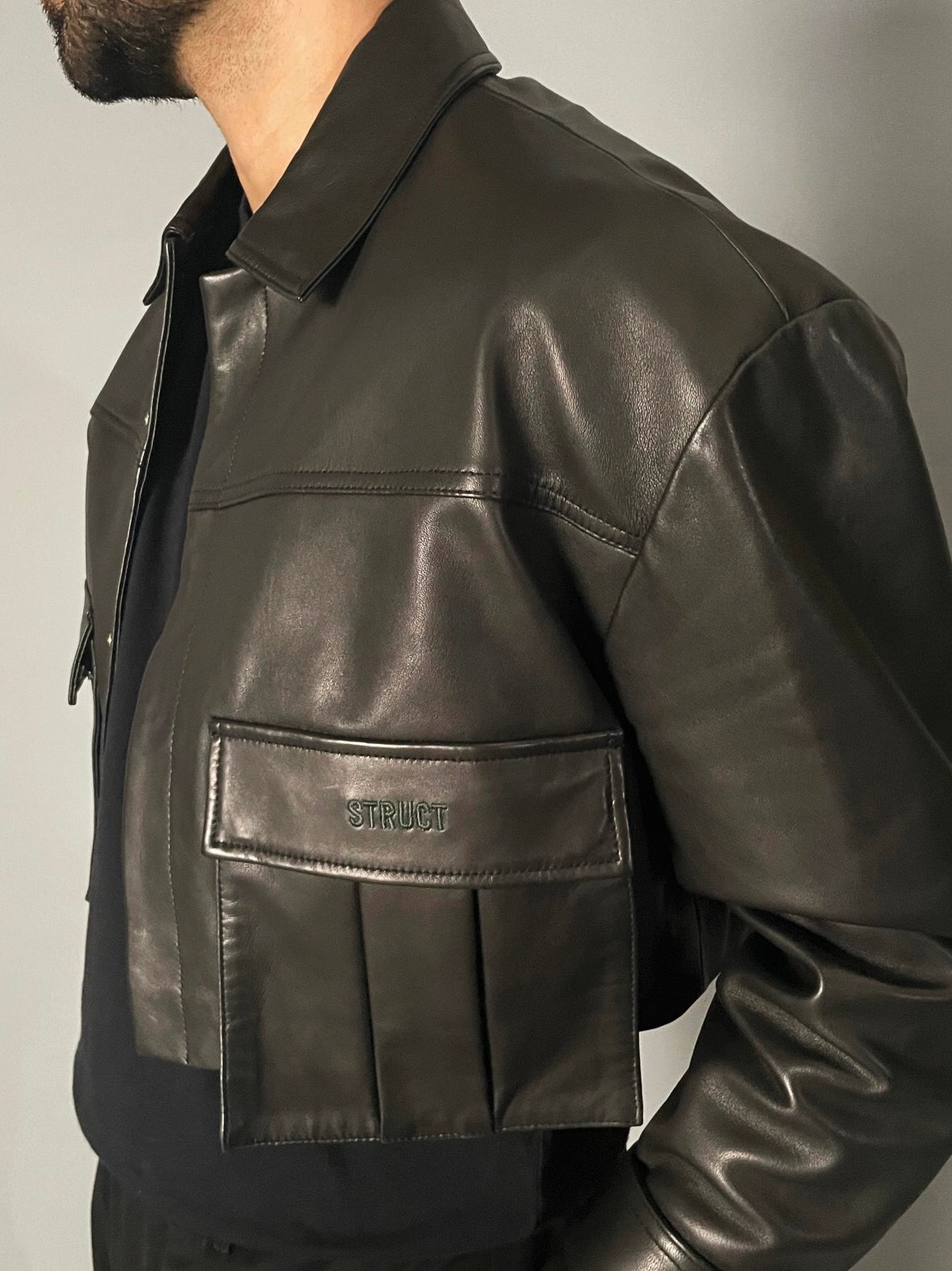 CROP LEATHER JACKET