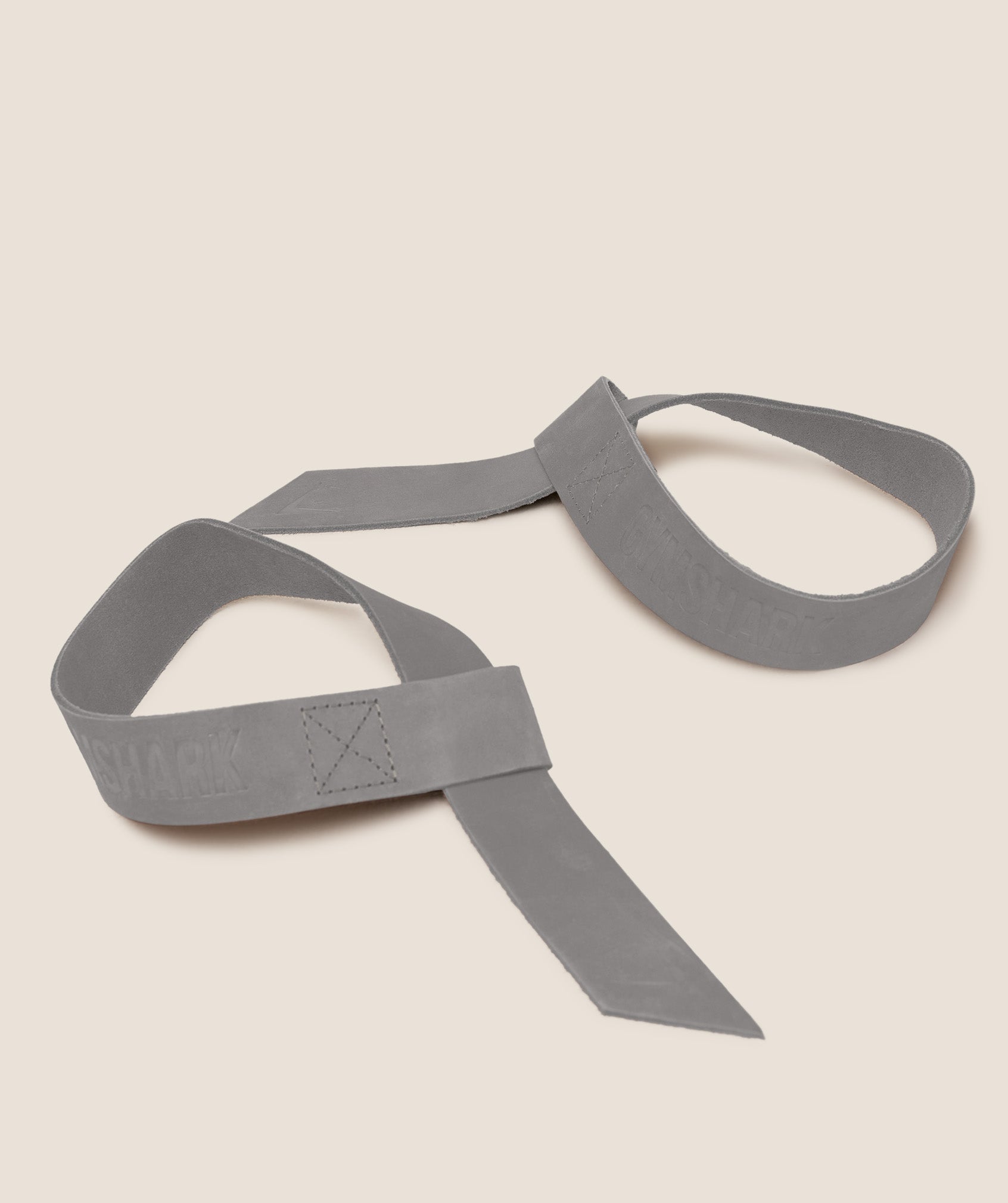 GYMSHARK Leather Lifting Straps Pitch Grey